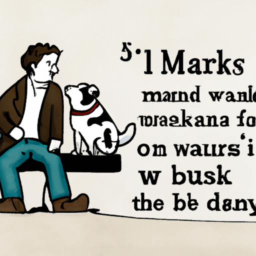 איור בהשראת הציטוט של מארק טווין, המראה אדם המעדיף את חברת הכלב שלו.